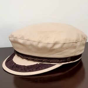 Greek Athenian Handcrafted in Greece Fisherman Cap, Cotton, Khaki, 7 1/4 EUC